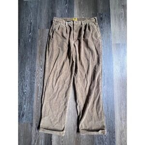 Duck Head Corduroy Pants Mens 34x32 Tan Pleated Cuffed Wide Wale Chinos